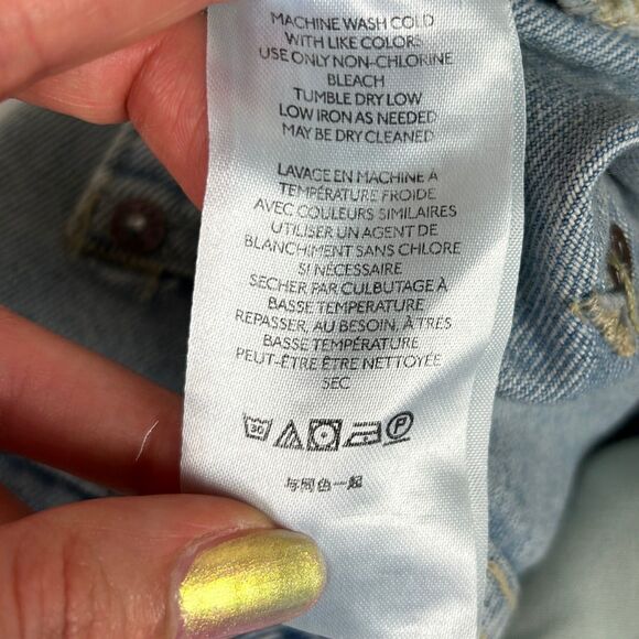 We the Free People Lasso High Rise Jeans Distressed Light Wash Blue Denim Sz 30 - Picture 13 of 16